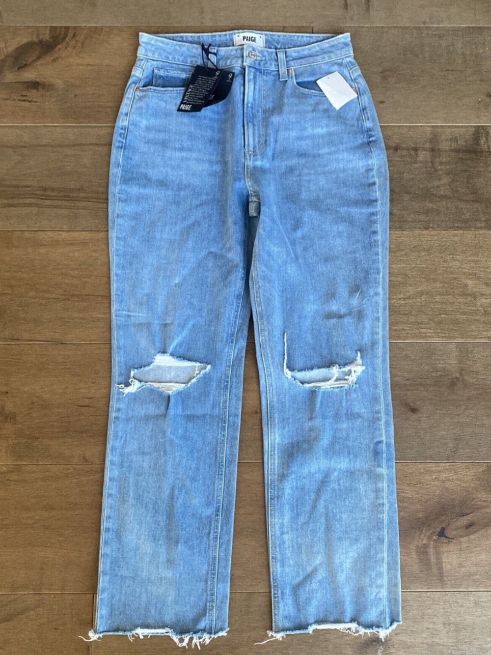 PAIGE Women's Noella High Rise Straight Leg Radical Destructed Raw Hem Sz 27 New